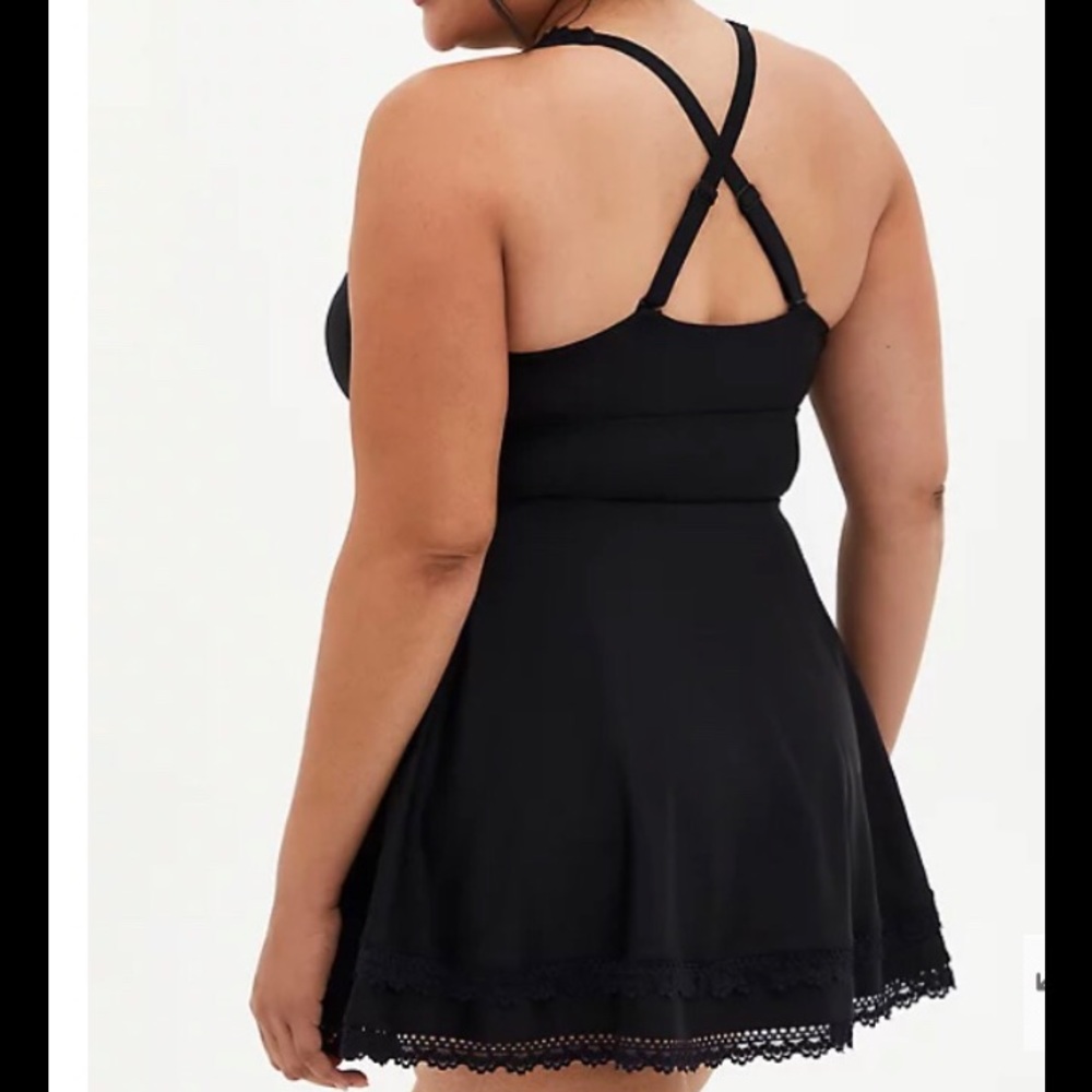 torrid Black Lace Trim Swim Dress NEW - Picture 2 of 8